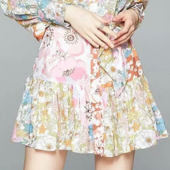 TDDPSSHDP A-Line Mini Dress Multi Floral Sheer Oversized Pullover Tunic Preppy - Picture 4 of 11